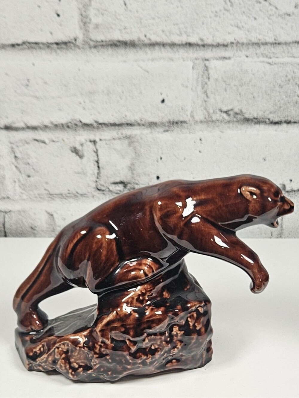Blue Mountain Pottery Brown Cougar Panther Figurine Canadian Art Pottery - Picture 2 of 12